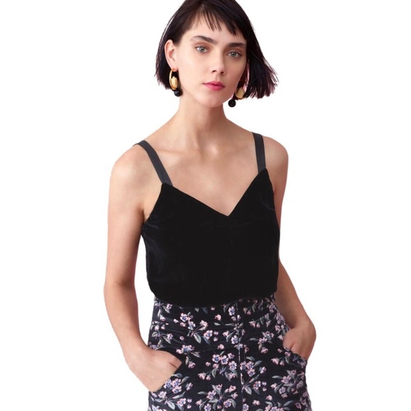 NEW REBECCA TAYLOR BLACK VELVET CAMISOLE TOP - Picture 1 of 9